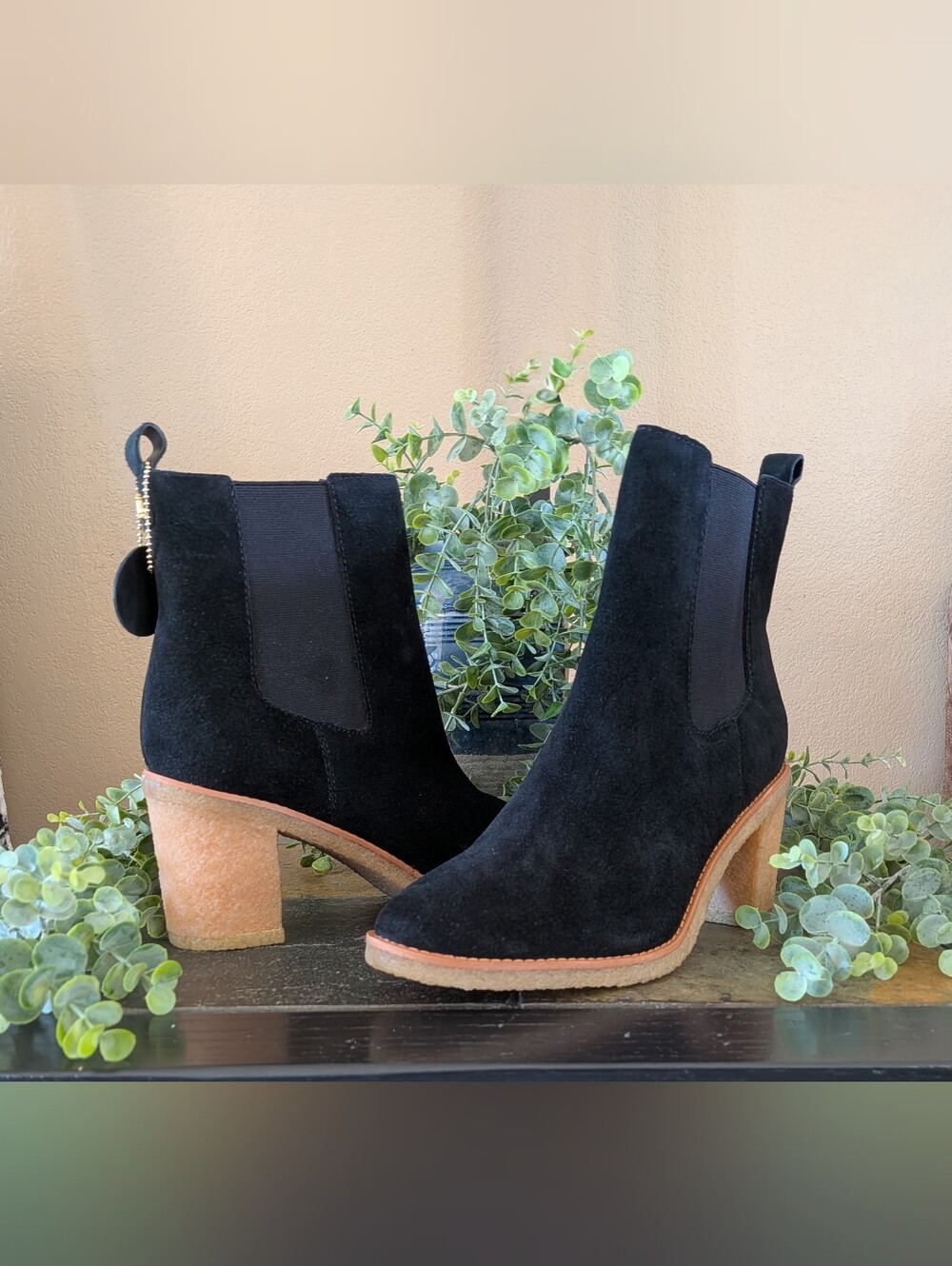NWT! Lauren Ralph Lauren Women's BLACK Suede Pull-On Dress Booties Size 9.5